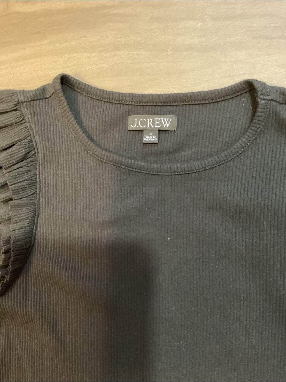 J.Crew Black Ribbed Top - Picture 2 of 4